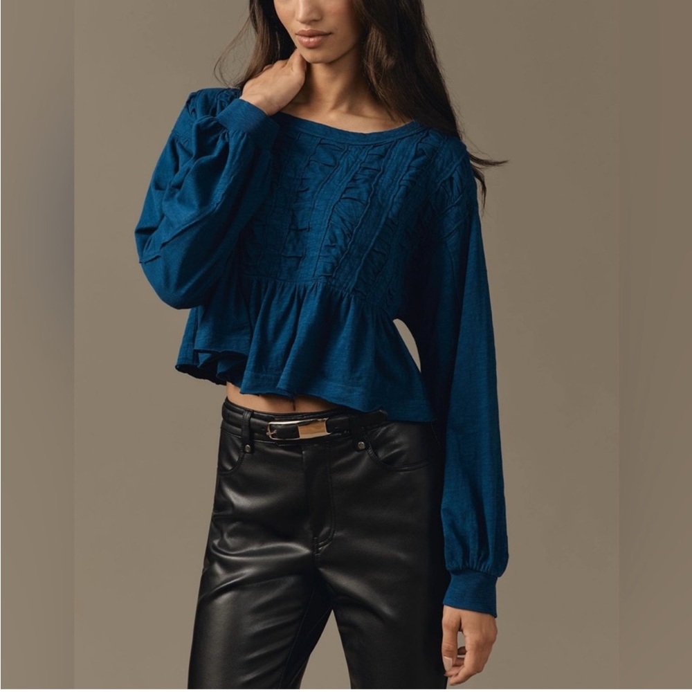 Anthropologie Pilcro Textured Bsbydoll Top